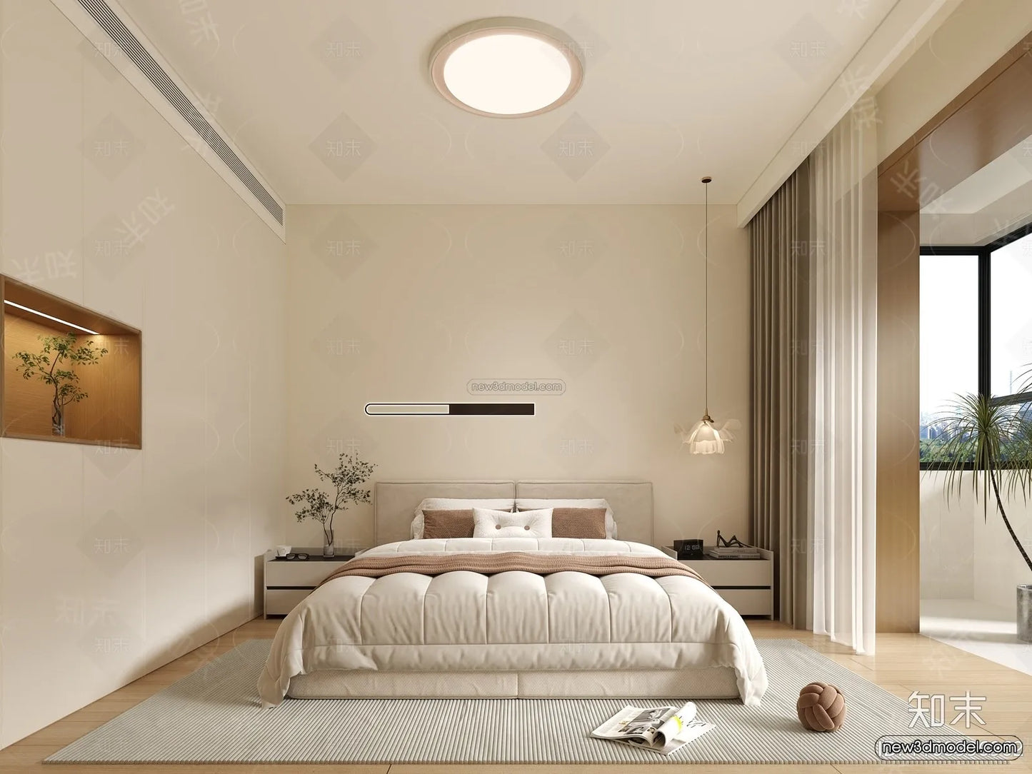 Minimalist Style Interior 3D Blocks – Bedroom 3D Model – 186 – VRAY