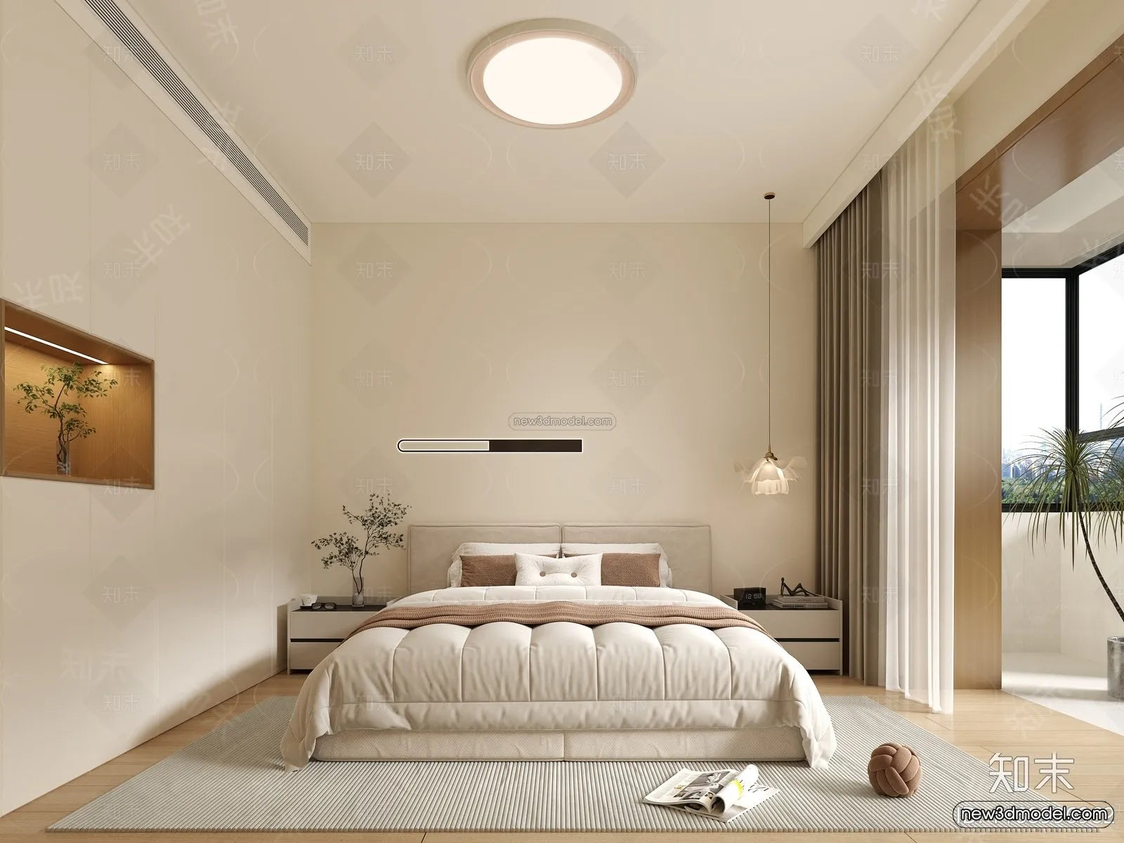 Minimalist Style Interior 3D Blocks – Bedroom 3D Model – 186 – VRAY