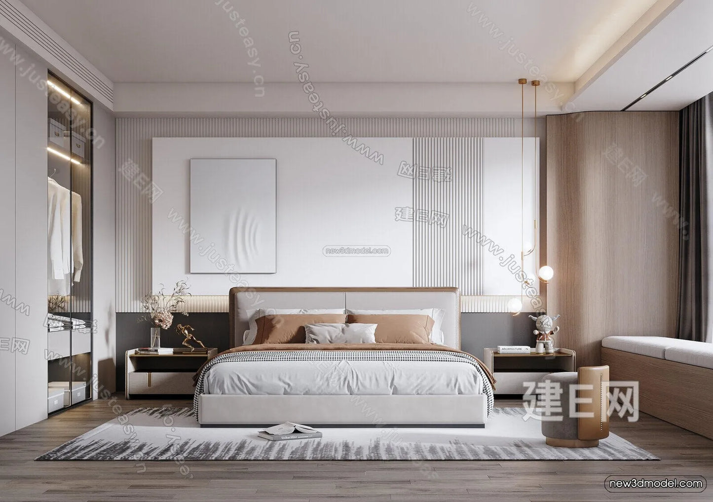 Minimalist Style Interior 3D Blocks – Bedroom 3D Model – 188 – VRAY