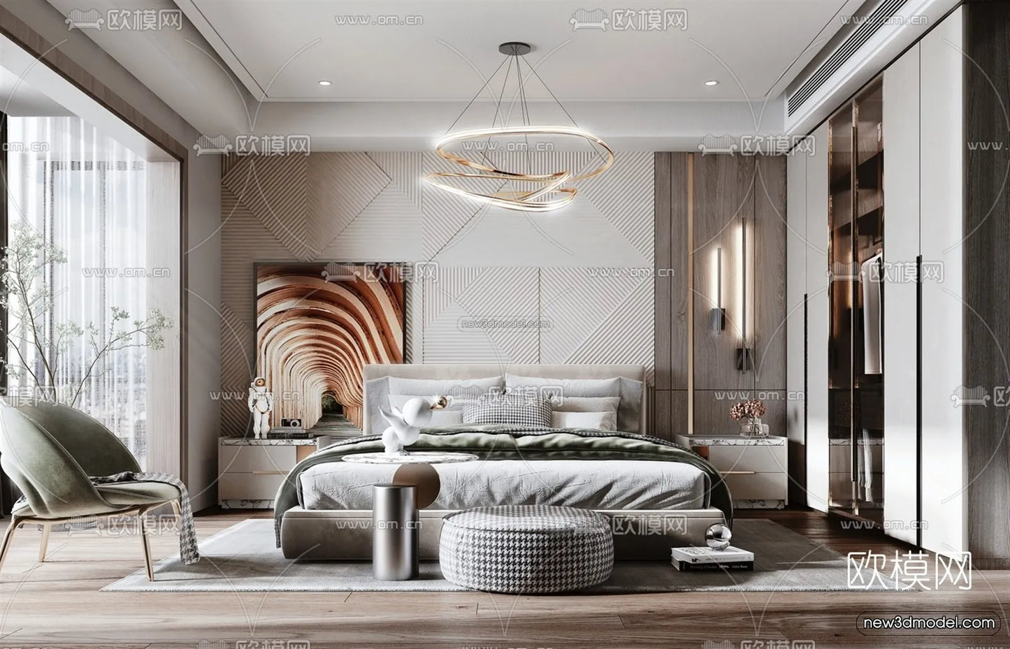 Minimalist Style Interior 3D Blocks – Bedroom 3D Model – 189 – VRAY