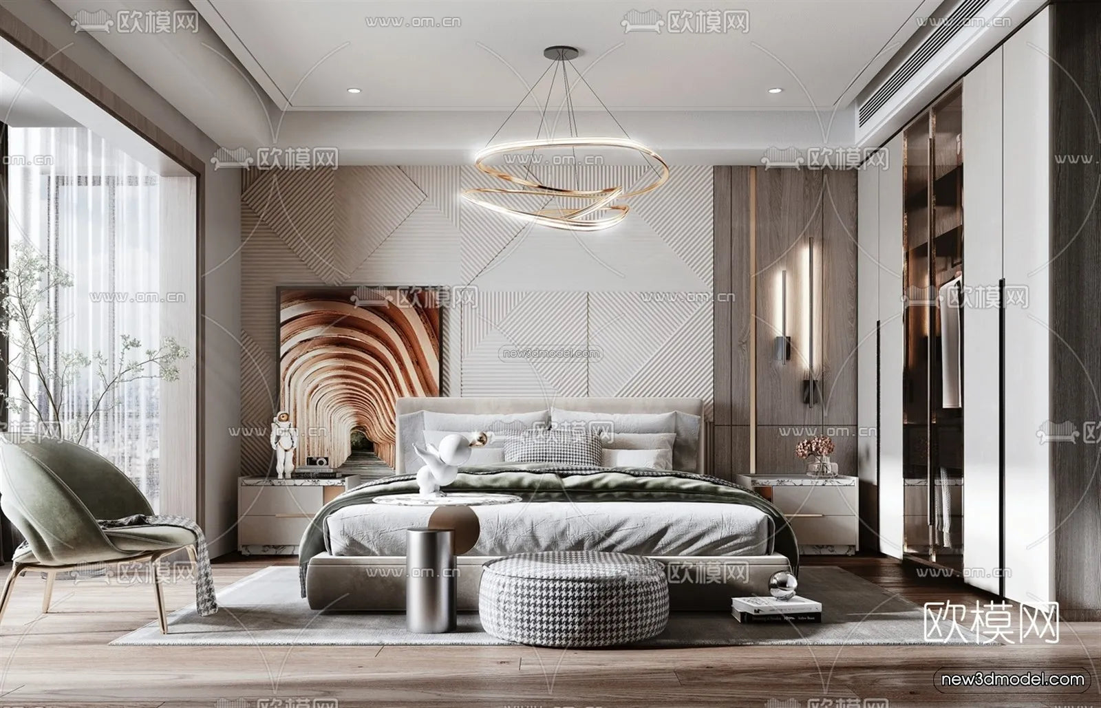 Minimalist Style Interior 3D Blocks – Bedroom 3D Model – 189 – VRAY