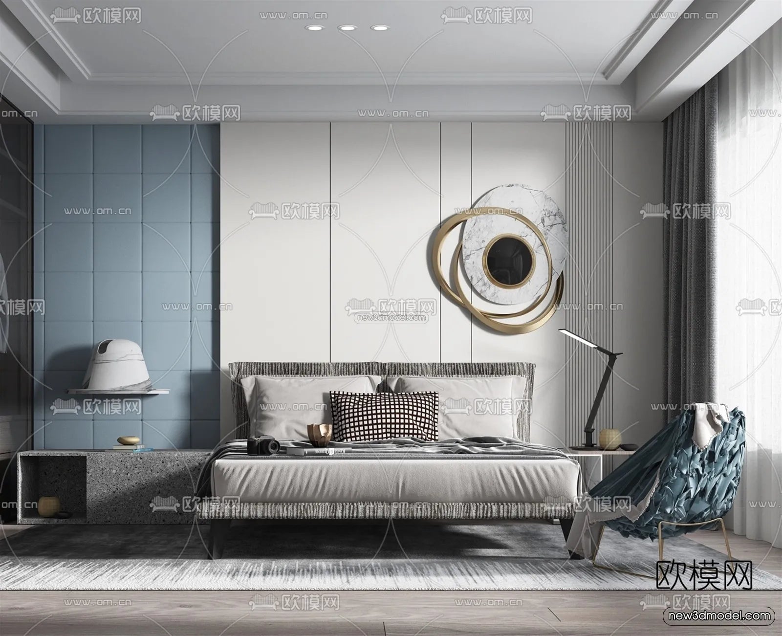 Minimalist Style Interior 3D Blocks - Bedroom 3D Model - 190 - VRAY