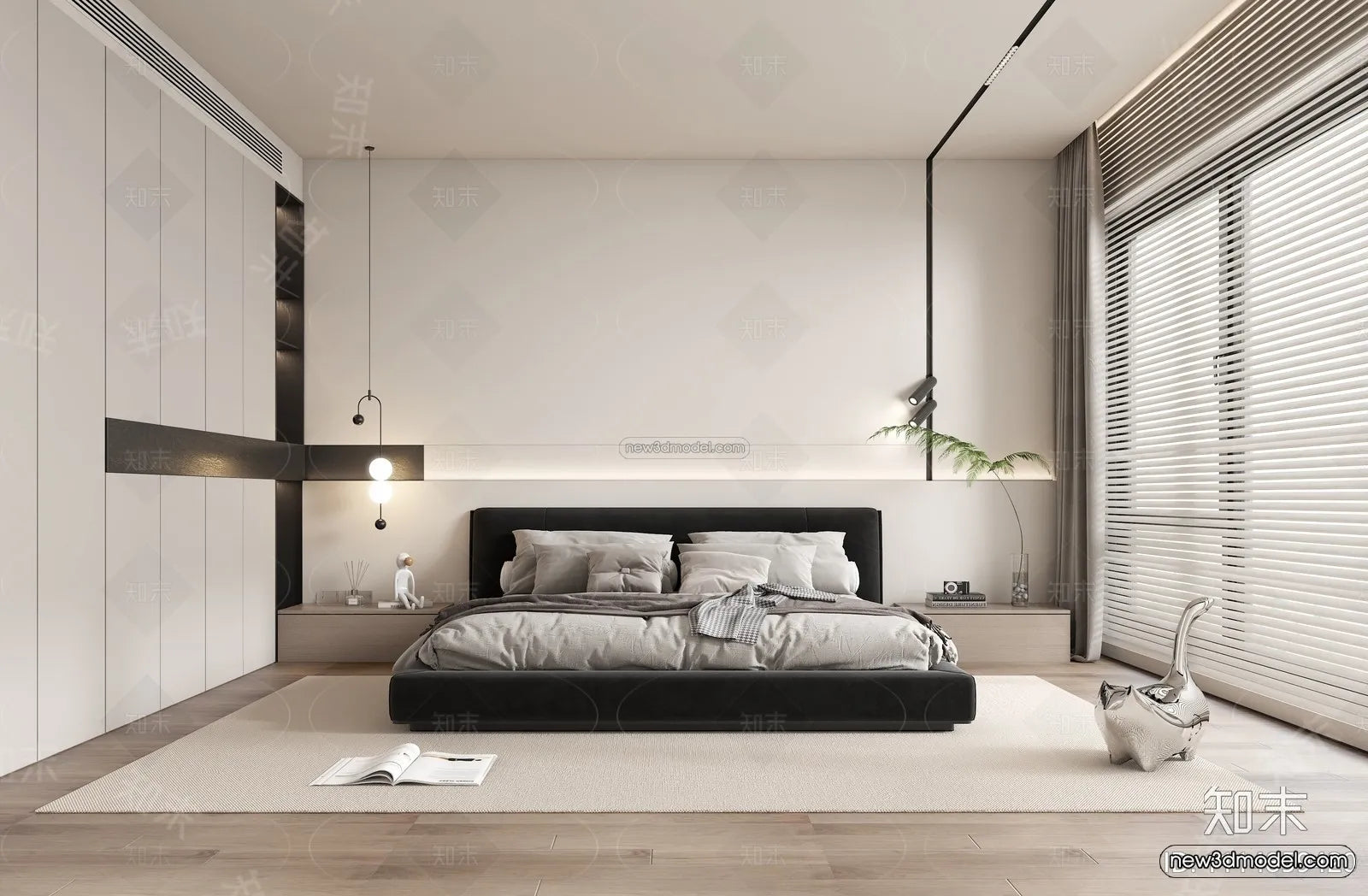 Minimalist Style Interior 3D Blocks – Bedroom 3D Model – 193 – VRAY