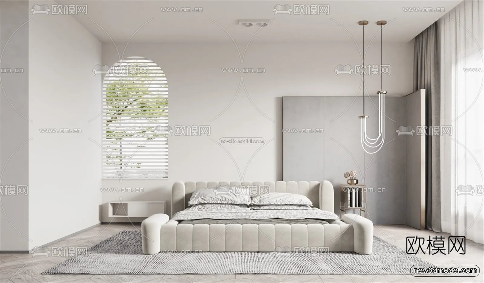 Minimalist Style Interior 3D Blocks – Bedroom 3D Model – 194 – VRAY