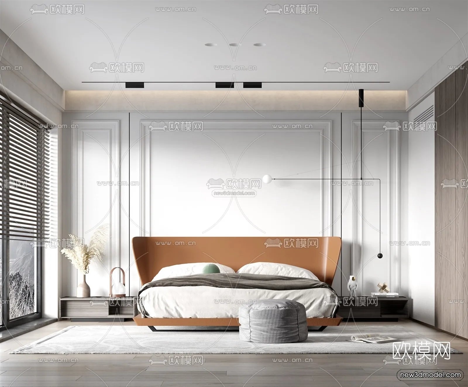 Minimalist Style Interior 3D Blocks – Bedroom 3D Model – 196 – VRAY