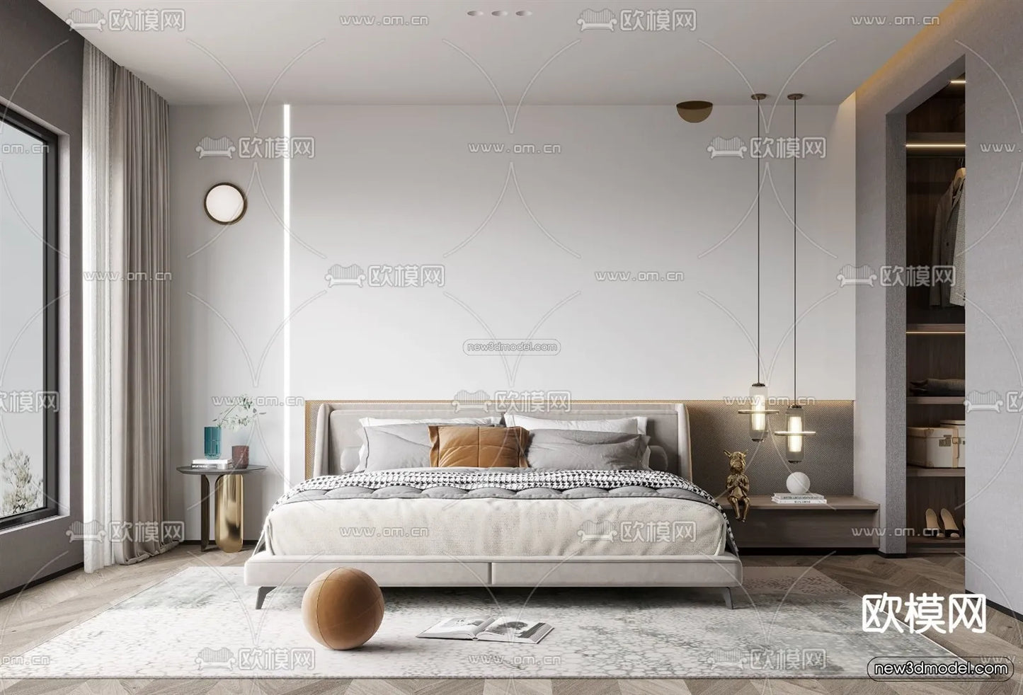 Minimalist Style Interior 3D Blocks – Bedroom 3D Model – 199 – VRAY