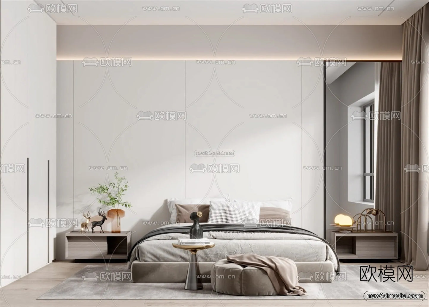 Minimalist Style Interior 3D Blocks – Bedroom 3D Model – 200 – VRAY