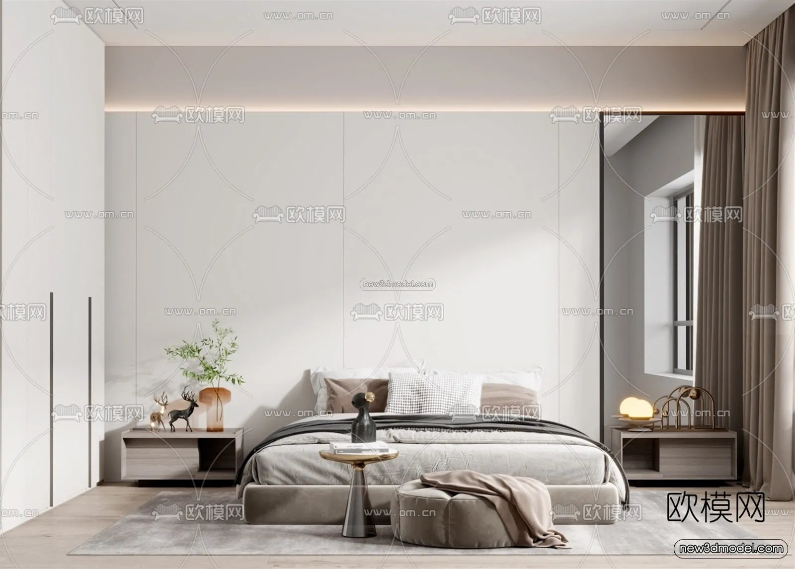 Minimalist Style Interior 3D Blocks – Bedroom 3D Model – 200 – VRAY