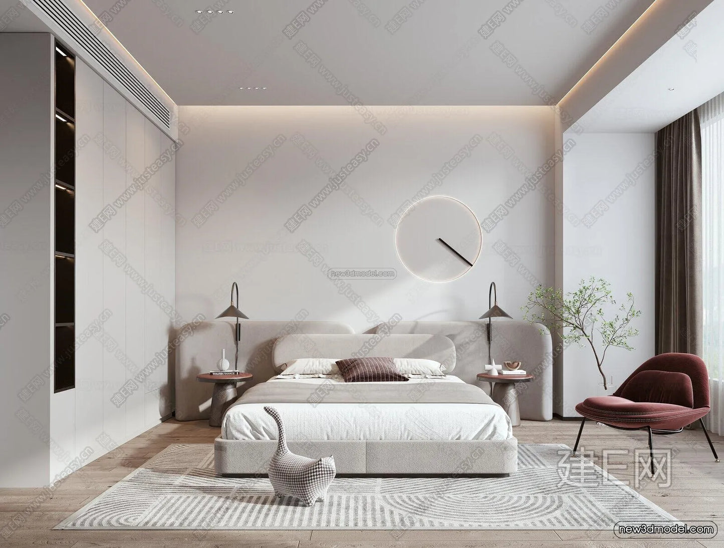 Minimalist Style Interior 3D Blocks – Bedroom 3D Model – 201 – VRAY