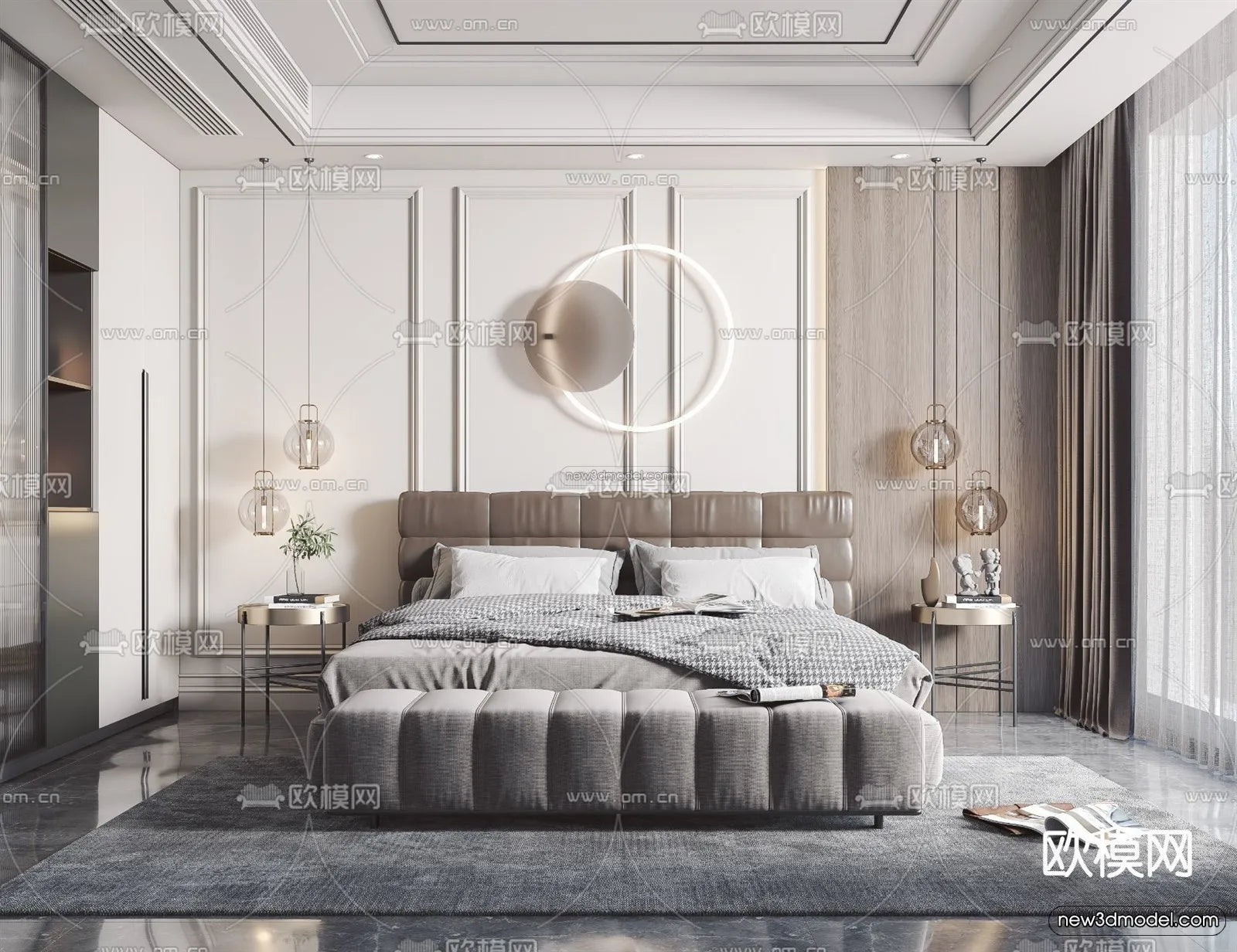 Minimalist Style Interior 3D Blocks – Bedroom 3D Model – 204 – VRAY