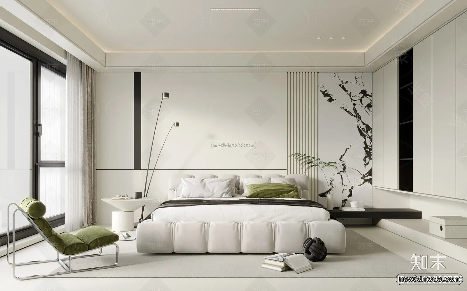 Minimalist Style Interior 3D Blocks – Bedroom 3D Model – 213 – CORONA