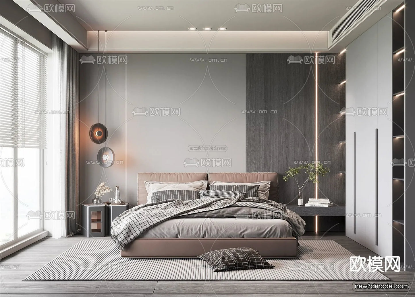 Minimalist Style Interior 3D Blocks – Bedroom 3D Model – 215 – VRAY