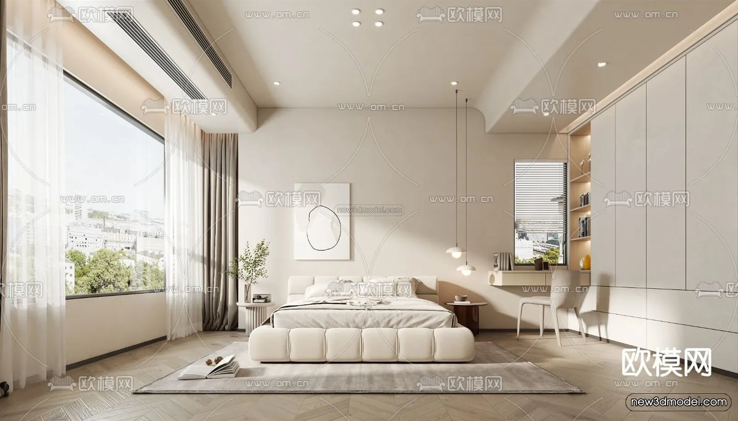 Minimalist Style Interior 3D Blocks – Bedroom 3D Model – 216 – VRAY