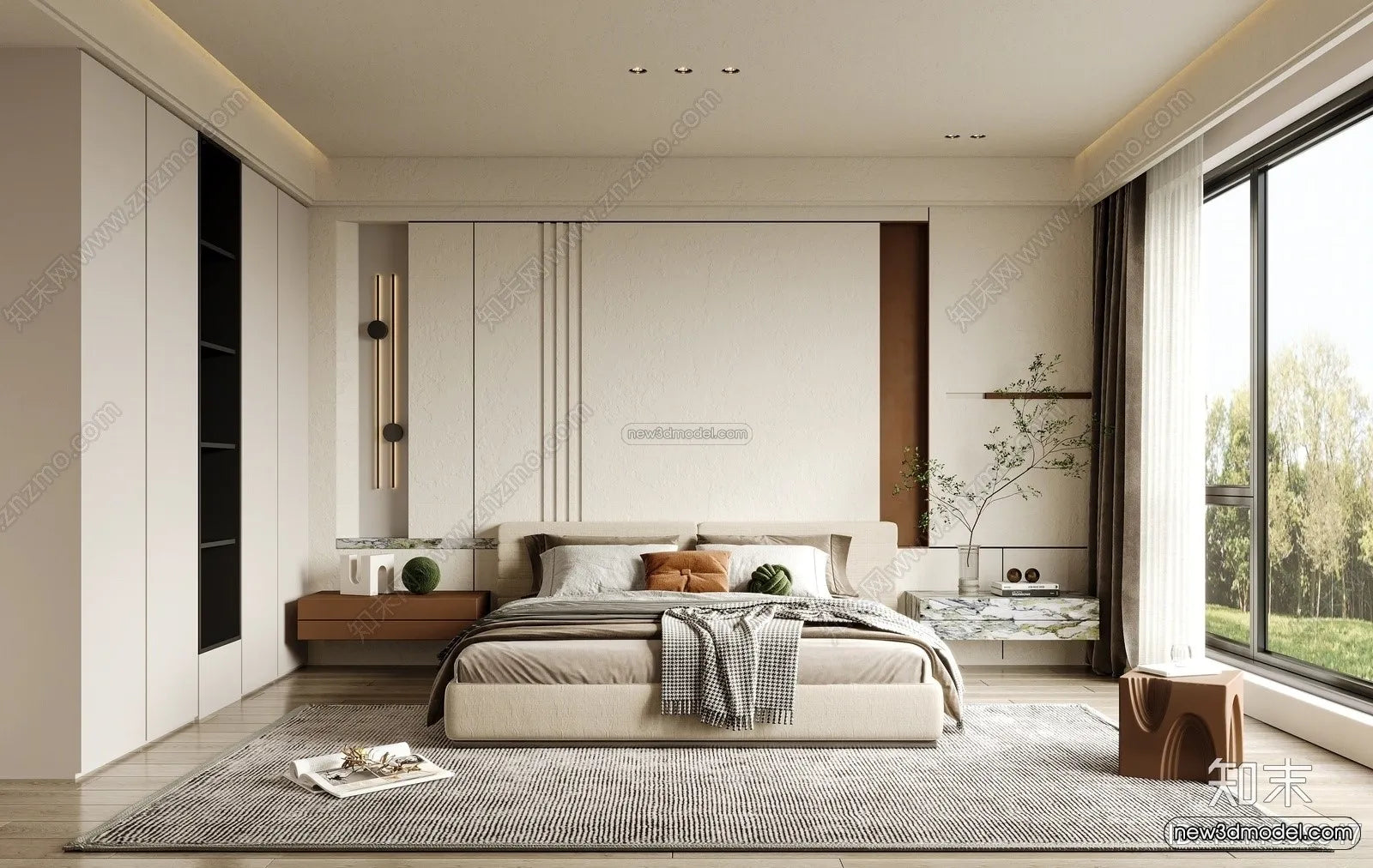 Minimalist Style Interior 3D Blocks – Bedroom 3D Model – 217 – VRAY