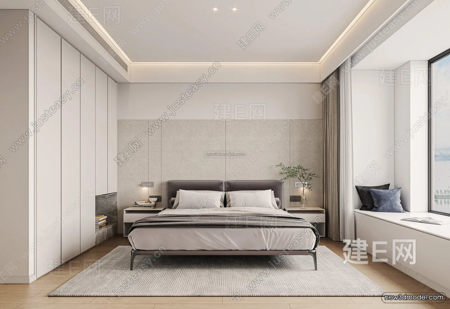 Minimalist Style Interior 3D Blocks – Bedroom 3D Model – 222 – CORONA