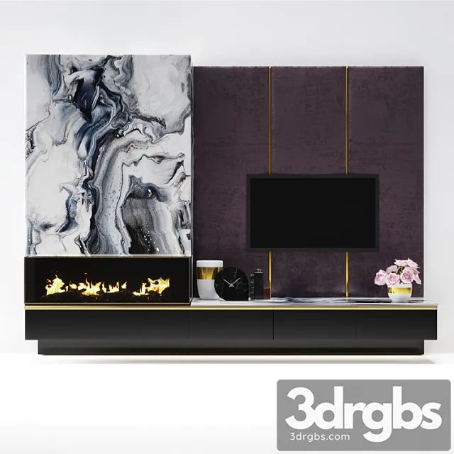 Modern fireplace 5 3D Model Free
