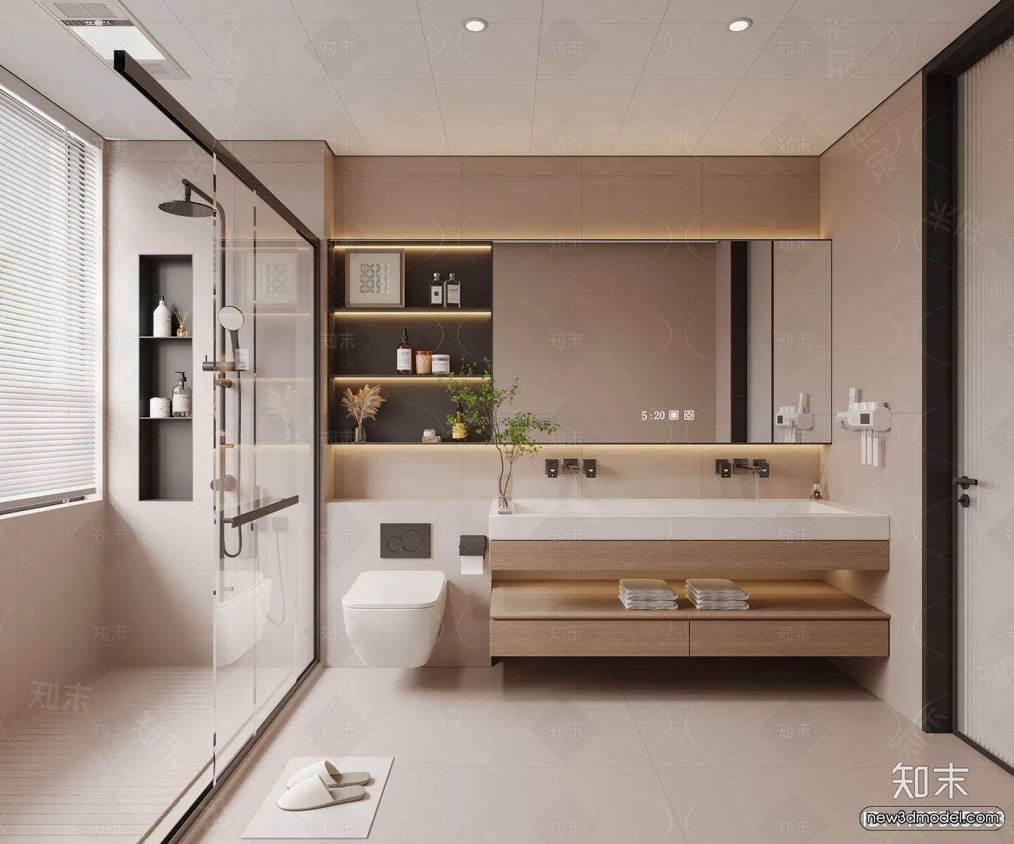 Modern Style Interior 3D Blocks and 3D Models – Bathroom 3D Scene – 645 – CORONA