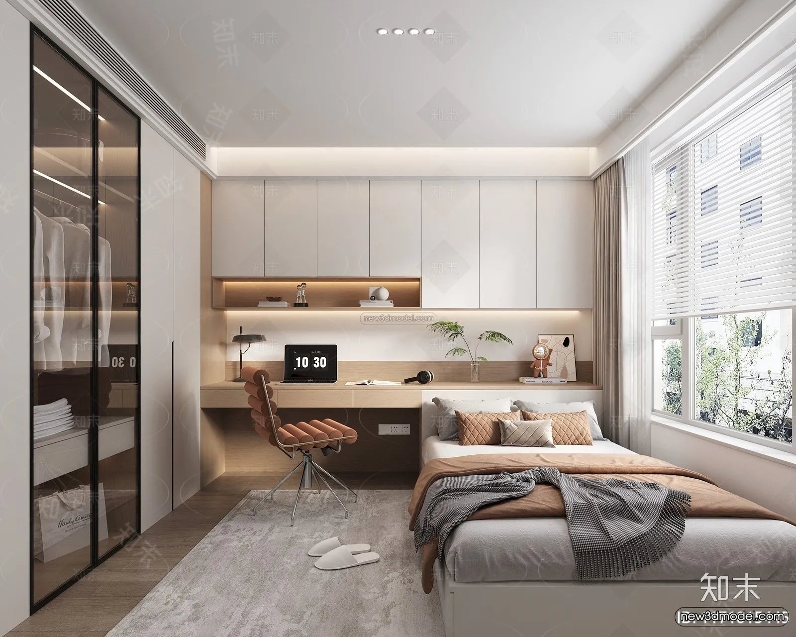 Modern Style Interior 3D Blocks and 3D Models – Bedroom 3D Scene – 556 – CORONA