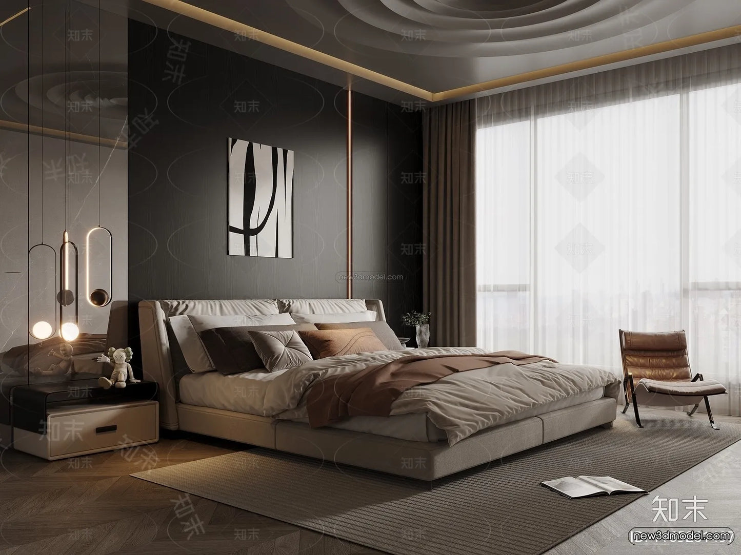 Modern Style Interior 3D Blocks and 3D Models – Bedroom 3D Scene – 569 – CORONA