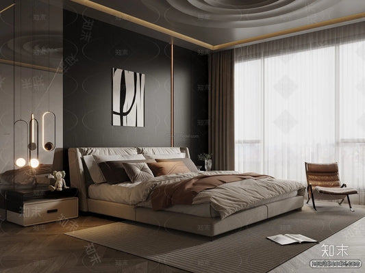 Modern Style Interior 3D Blocks and 3D Models – Bedroom 3D Scene – 569 – CORONA
