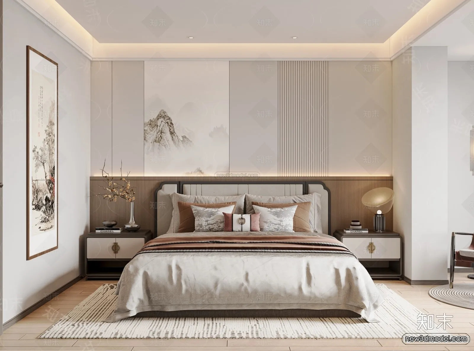 Modern Style Interior 3D Blocks and 3D Models – Bedroom 3D Scene – 572 – CORONA