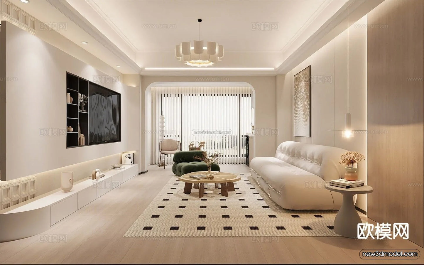 Modern Style Interior 3D Blocks and 3D Models – Living Room 3D Scene – 020 – CORONA