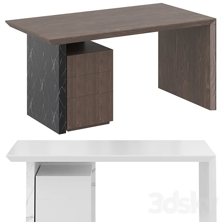 Modern white wooden desk for home office with filing cabinet 3DSMAX Model