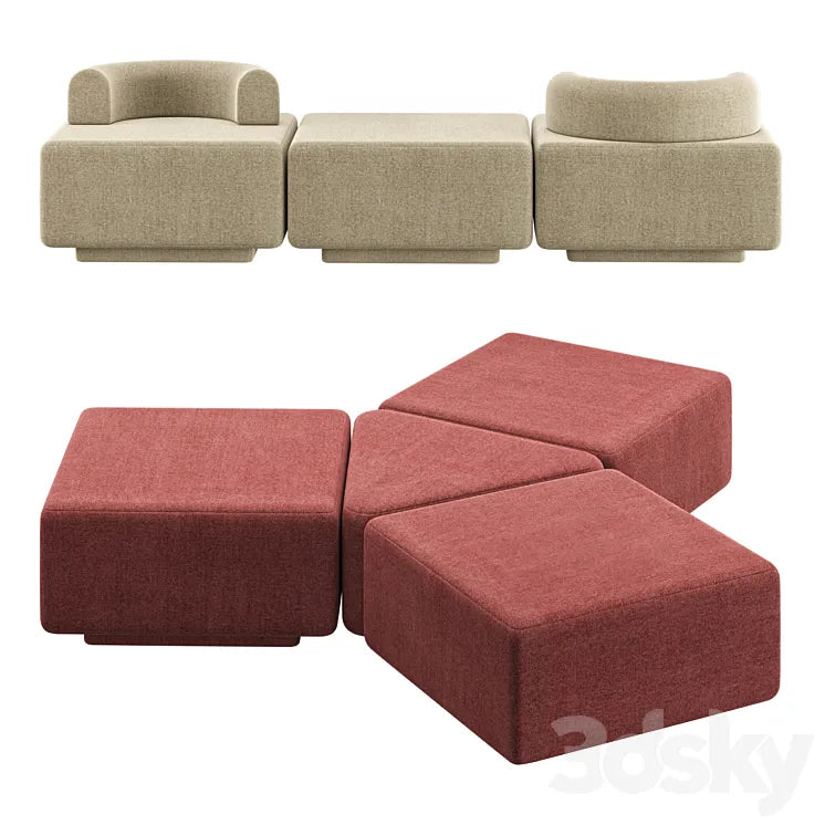 Modular Pouf Plump 3DSMAX Model