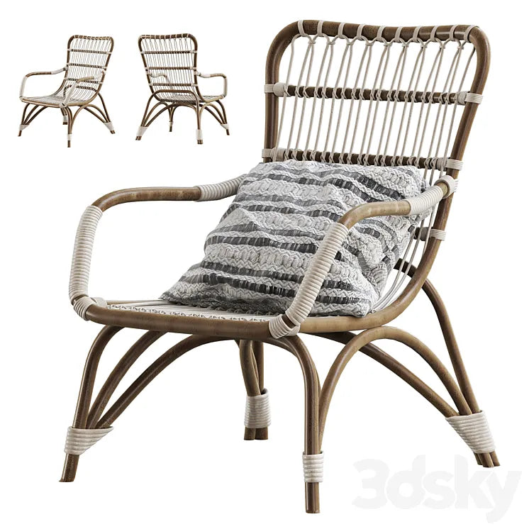 Moka natural rattan armchair 3DSMAX Model