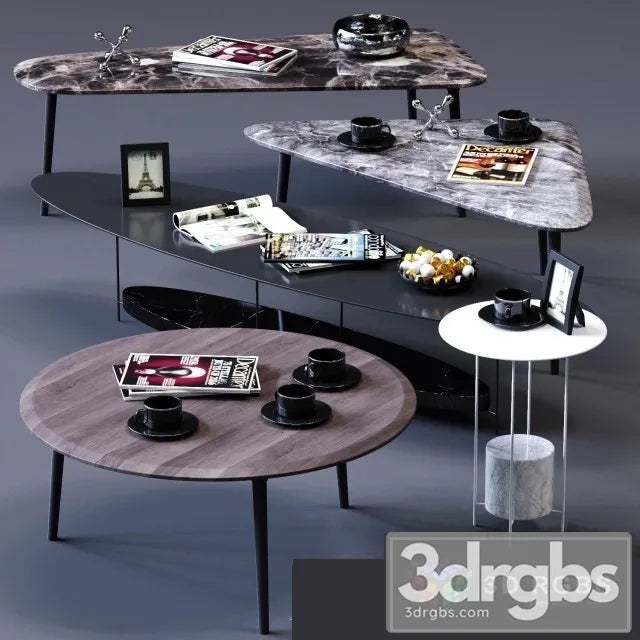 Molteni C Coffee Tables Set 02 3D Model Free