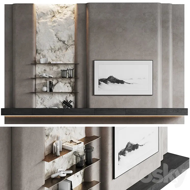 Monolithic TV wall 3DSMAX Model