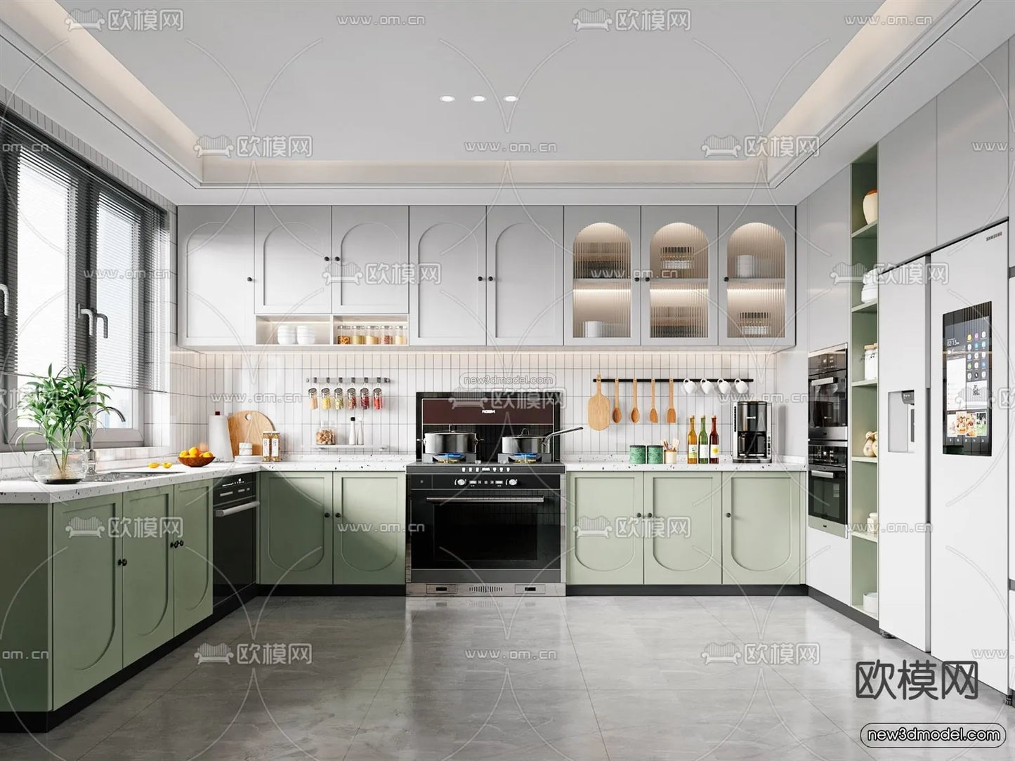Morandi Style Interior 3D Blocks – Kitchen 3D Scene – 216 – VRAY