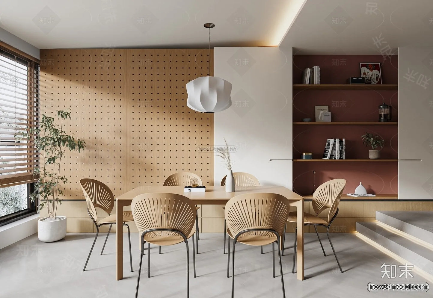 Morandi Style Interior 3D Blocks – Kitchen 3D Scene – 225 – VRAY