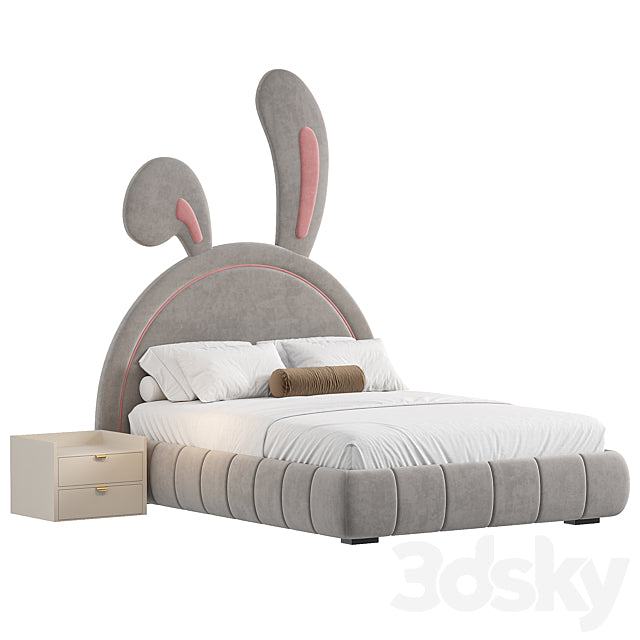 Nettie Microfiber Leather Rabbit Shaped Bed Frame 3ds Max