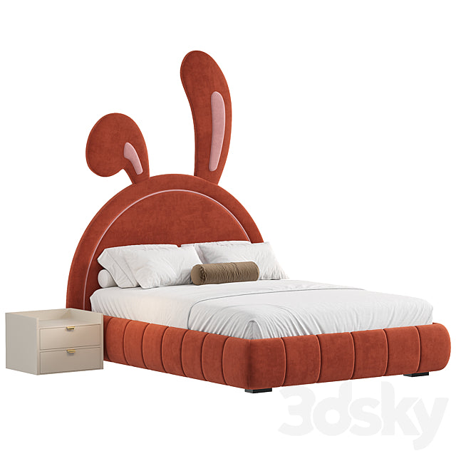 Nettie Microfiber Leather Rabbit Shaped Bed Frame 3ds Max