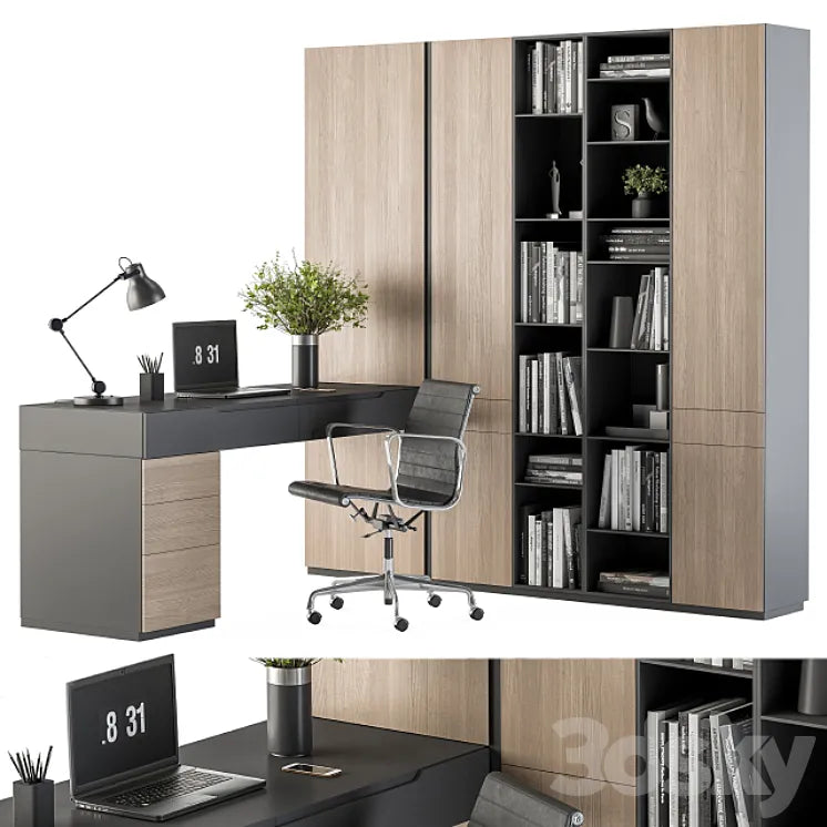Office Furniture Wardrobe and Table - Home Office 36 3DSMAX Model