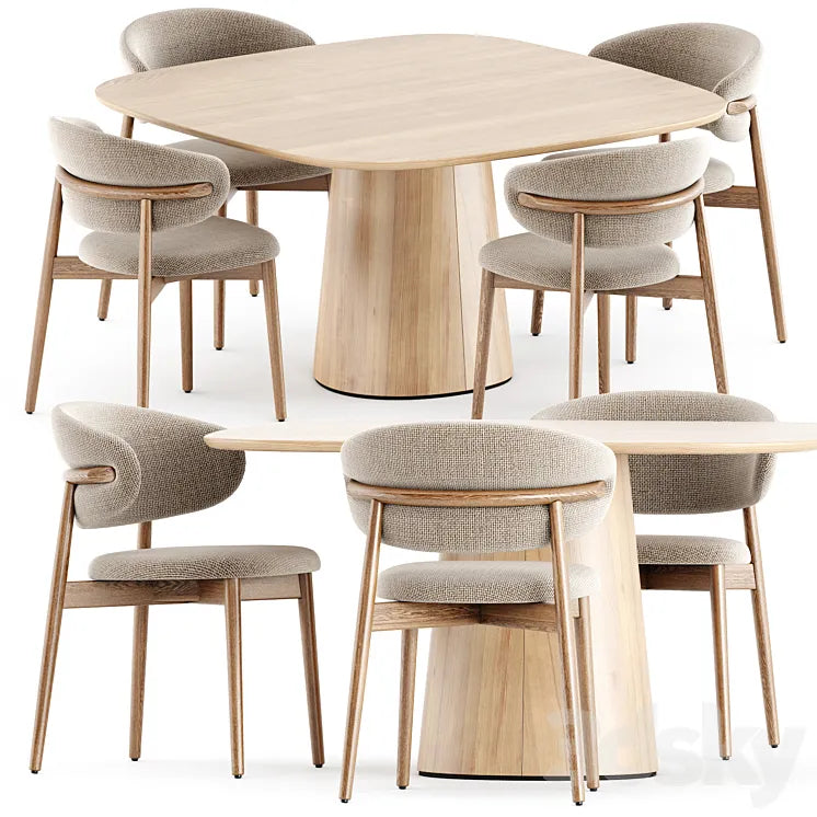 Oleandro chair by Calligaris and POV 462 table by Ton 3DSMAX Model