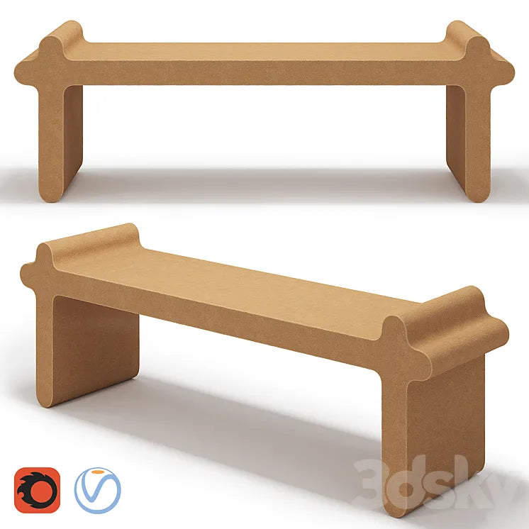Ossicle Brown Leather Bench # 1 3DSMAX Model