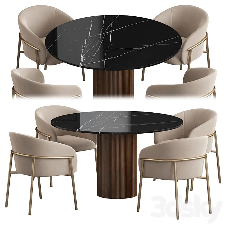 Ostinato table Rimo chair Dining set 3DSMAX Model