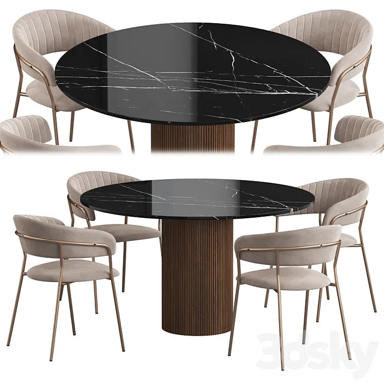 Ostinato table Turin chair Dining set 3DSMAX Model