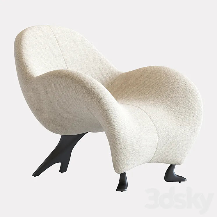 Papageno Chair by Leolux Upholstered in Bouclé Fabric 'Monza 00' 3DSMAX Model
