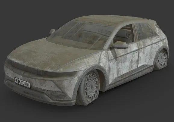PBR Game 3D Models - Abandoned Car Hyundai IONIQ 5