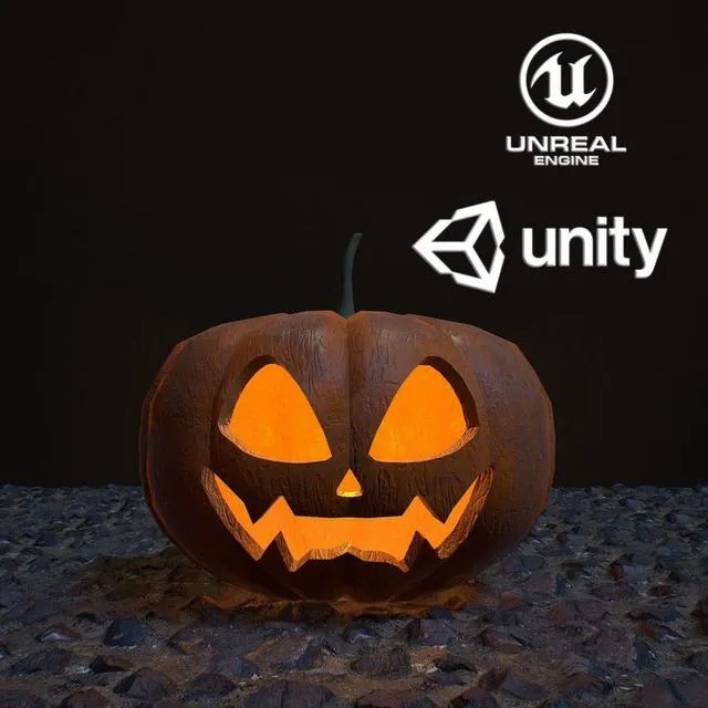 PBR Game 3D Models - Carved Halloween pumpkin Low-poly