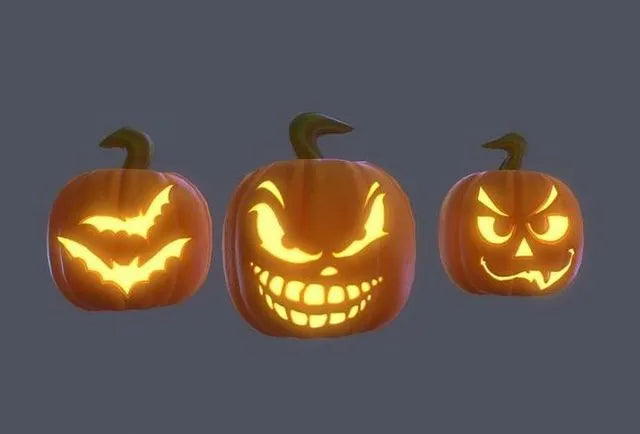 PBR Game 3D Models - Halloween Pumpkins Pack Low-poly