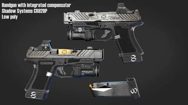 PBR Game 3D Models - Handgun with integrated compensator Shadow Systems CR920P