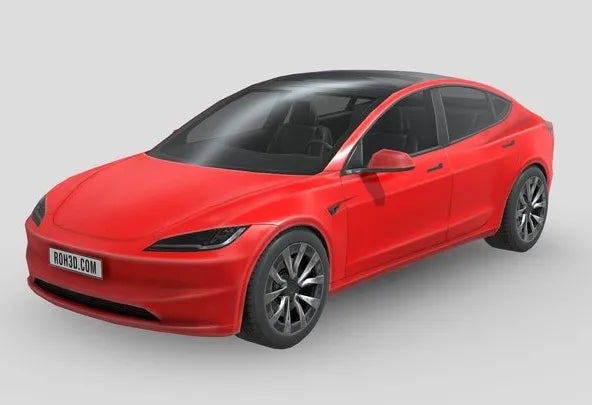 PBR Game 3D Models - Low Poly Car Tesla Model 3 2024