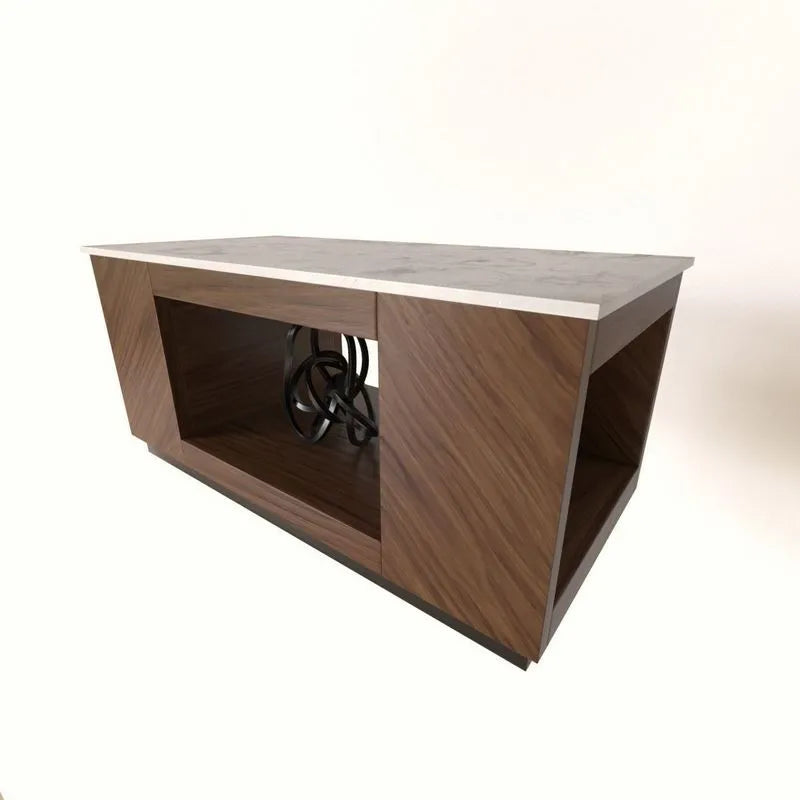 PBR Game 3D Models - Marble and Wood Coffee Table