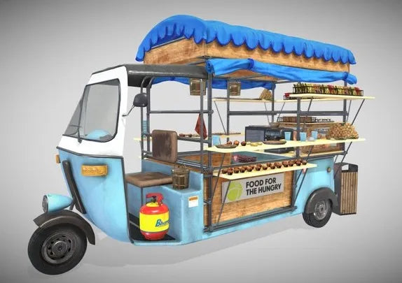 PBR Game 3D Models - Motor Food Cart Rikscioluto