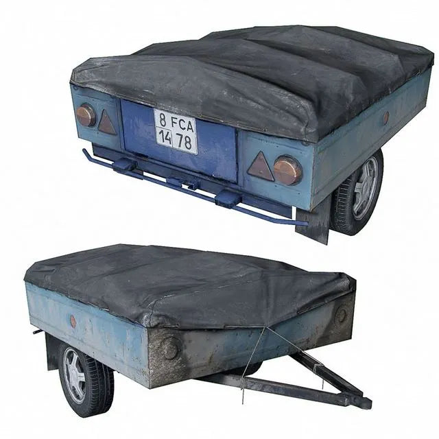 PBR Game 3D Models - Old Car trailer