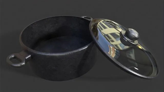 PBR Game 3D Models - Old Rusty Cooking Pot